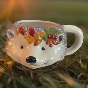 Robert Stanley Super Cute Hedgehog Coffee Mug Cup Ceramic Animal Face Rustic Fun